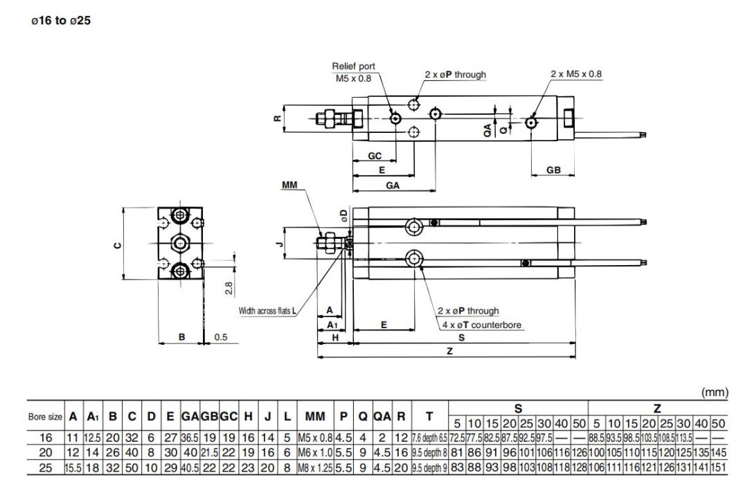 Cduk20-5/10/15/20/25/30/35/40/45/50/60/70 Stroke Free Mount Cylinder, Pneumatic Free Mount Cylinder