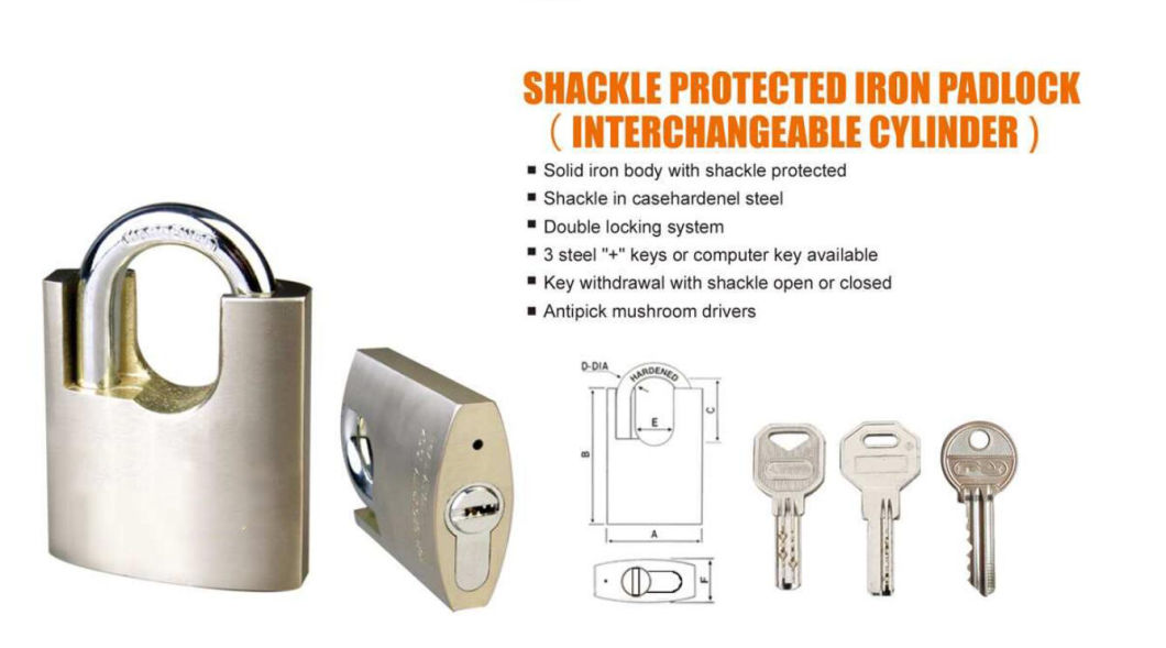 GS0032 Shackle Protected Iron Padlock, High Quality Iron Padlock, ISO9001 Passed Iron Padlock, Shackle Protected Iron Padlock