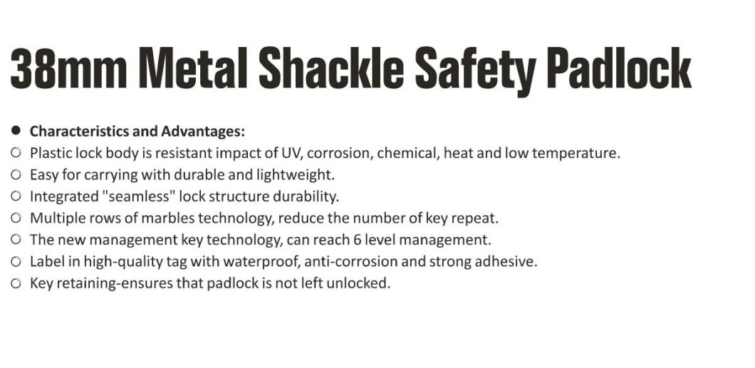 GS-8523 Metal Shackle Safety Padlock, 38mm Metal Schackl Safety Padlock, High Quality Safety Padlock