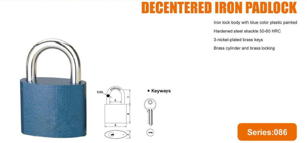 GS0048 Decentered Iron Padlock, High Quality Grey Padlock, ISO9001 Passed Grey Padlock, Padlock